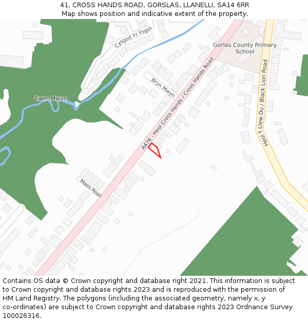 41, CROSS HANDS ROAD, GORSLAS, LLANELLI, SA14 6RR: Location map and indicative extent of plot