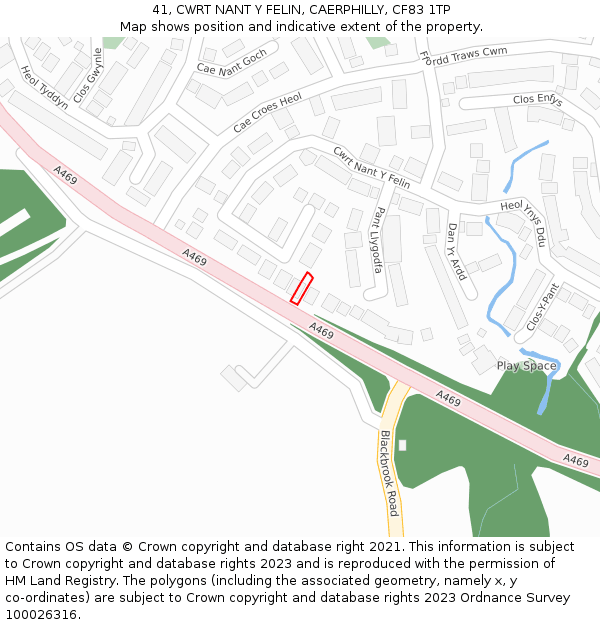 41, CWRT NANT Y FELIN, CAERPHILLY, CF83 1TP: Location map and indicative extent of plot