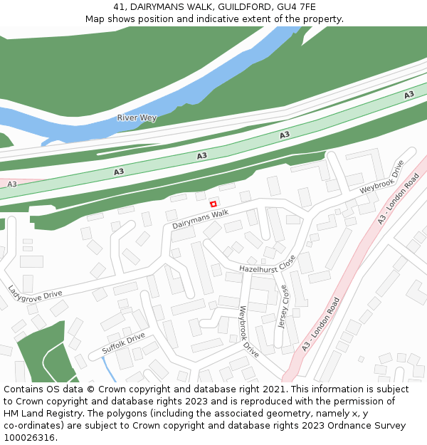 41, DAIRYMANS WALK, GUILDFORD, GU4 7FE: Location map and indicative extent of plot