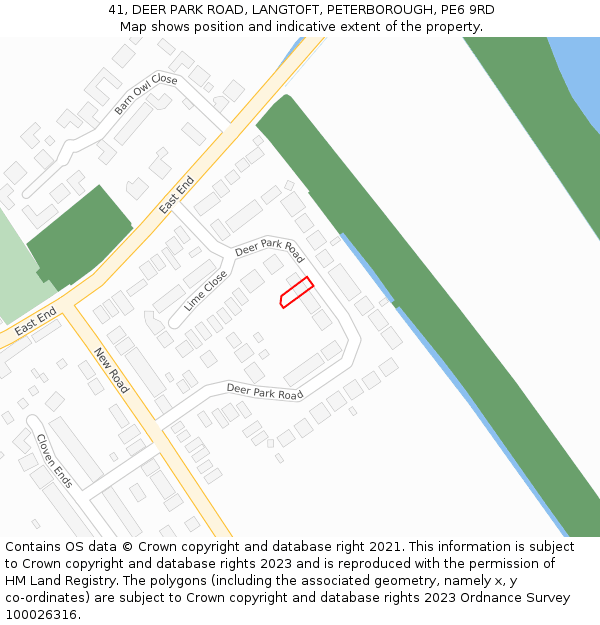 41, DEER PARK ROAD, LANGTOFT, PETERBOROUGH, PE6 9RD: Location map and indicative extent of plot