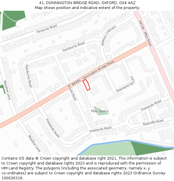 41, DONNINGTON BRIDGE ROAD, OXFORD, OX4 4AZ: Location map and indicative extent of plot