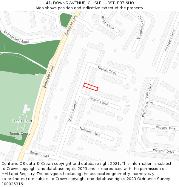 41, DOWNS AVENUE, CHISLEHURST, BR7 6HQ: Location map and indicative extent of plot