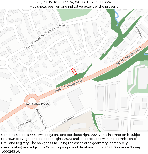 41, DRUM TOWER VIEW, CAERPHILLY, CF83 2XW: Location map and indicative extent of plot