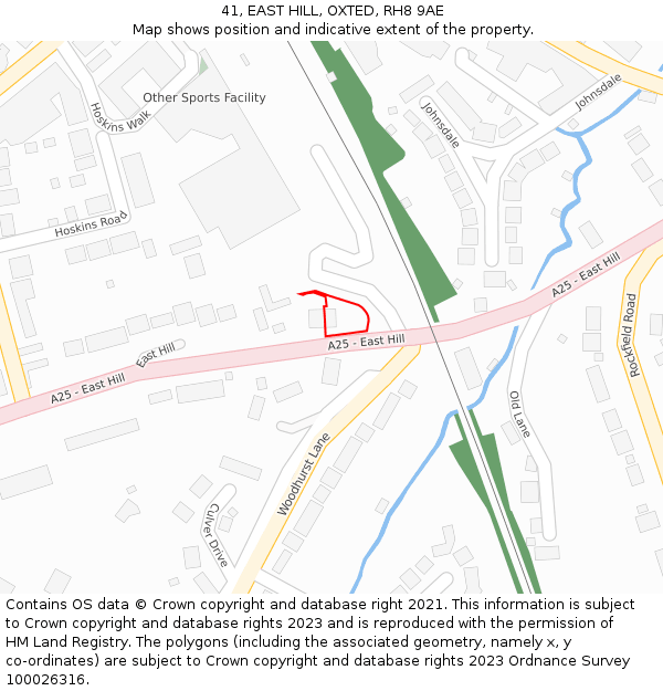 41, EAST HILL, OXTED, RH8 9AE: Location map and indicative extent of plot