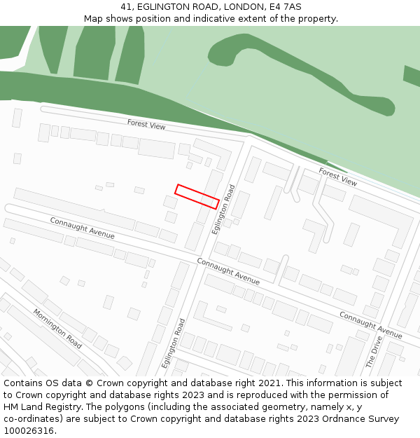 41, EGLINGTON ROAD, LONDON, E4 7AS: Location map and indicative extent of plot