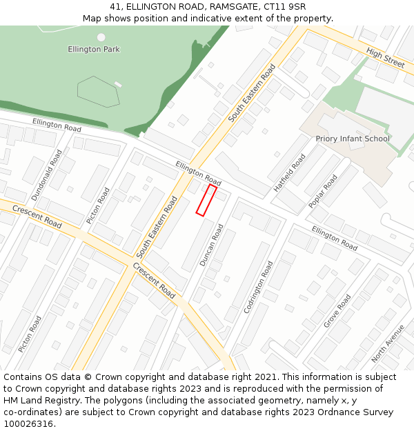 41, ELLINGTON ROAD, RAMSGATE, CT11 9SR: Location map and indicative extent of plot