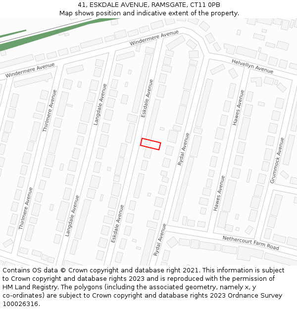 41, ESKDALE AVENUE, RAMSGATE, CT11 0PB: Location map and indicative extent of plot