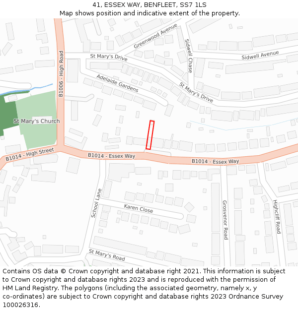 41, ESSEX WAY, BENFLEET, SS7 1LS: Location map and indicative extent of plot