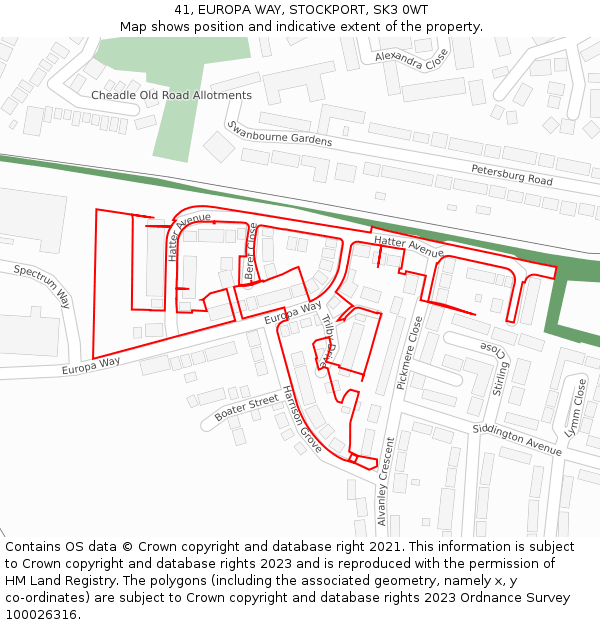 41, EUROPA WAY, STOCKPORT, SK3 0WT: Location map and indicative extent of plot