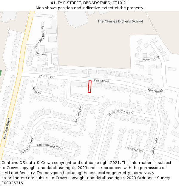 41, FAIR STREET, BROADSTAIRS, CT10 2JL: Location map and indicative extent of plot