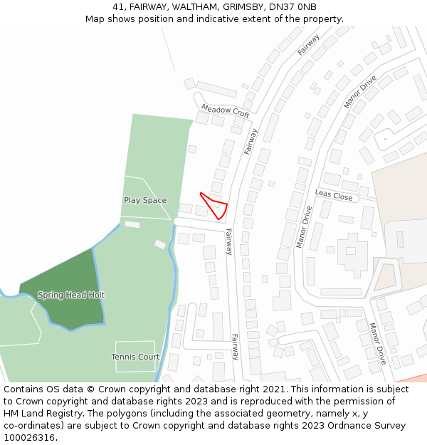 41, FAIRWAY, WALTHAM, GRIMSBY, DN37 0NB: Location map and indicative extent of plot