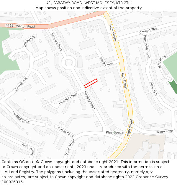 41, FARADAY ROAD, WEST MOLESEY, KT8 2TH: Location map and indicative extent of plot