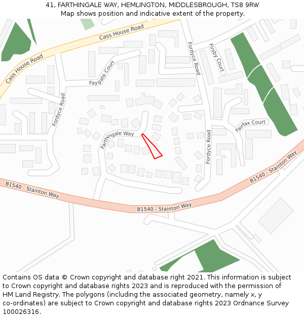 41, FARTHINGALE WAY, HEMLINGTON, MIDDLESBROUGH, TS8 9RW: Location map and indicative extent of plot