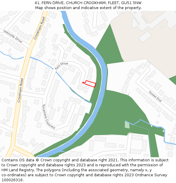 41, FERN DRIVE, CHURCH CROOKHAM, FLEET, GU51 5NW: Location map and indicative extent of plot