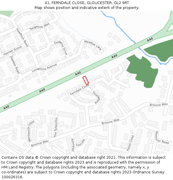 41, FERNDALE CLOSE, GLOUCESTER, GL2 9RT: Location map and indicative extent of plot