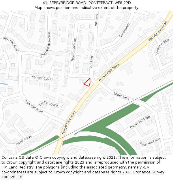 41, FERRYBRIDGE ROAD, PONTEFRACT, WF8 2PD: Location map and indicative extent of plot