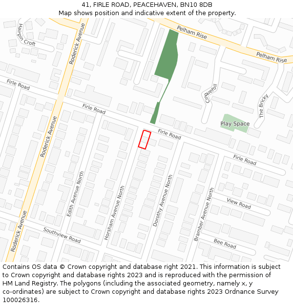 41, FIRLE ROAD, PEACEHAVEN, BN10 8DB: Location map and indicative extent of plot