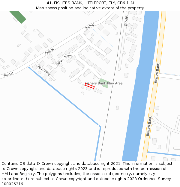 41, FISHERS BANK, LITTLEPORT, ELY, CB6 1LN: Location map and indicative extent of plot