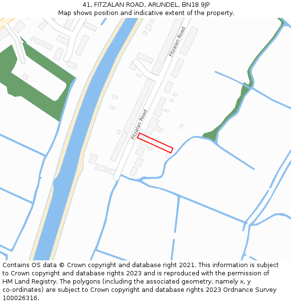 41, FITZALAN ROAD, ARUNDEL, BN18 9JP: Location map and indicative extent of plot