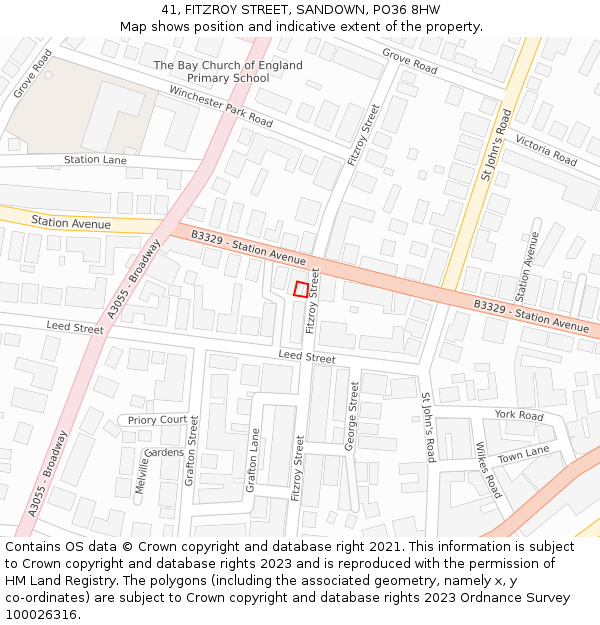 41, FITZROY STREET, SANDOWN, PO36 8HW: Location map and indicative extent of plot