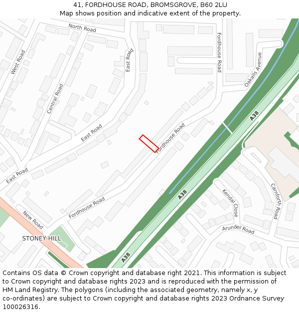 41, FORDHOUSE ROAD, BROMSGROVE, B60 2LU: Location map and indicative extent of plot