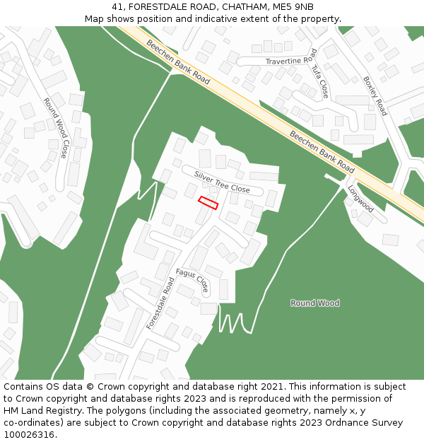 41, FORESTDALE ROAD, CHATHAM, ME5 9NB: Location map and indicative extent of plot