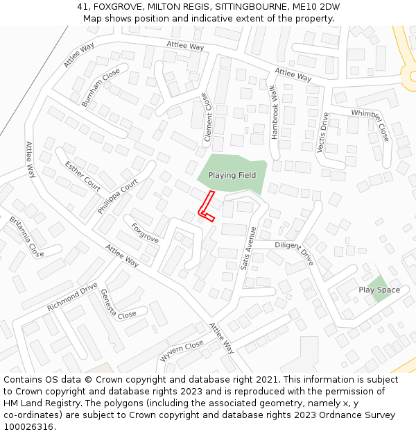 41, FOXGROVE, MILTON REGIS, SITTINGBOURNE, ME10 2DW: Location map and indicative extent of plot