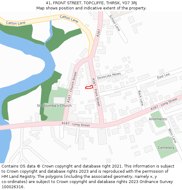 41, FRONT STREET, TOPCLIFFE, THIRSK, YO7 3RJ: Location map and indicative extent of plot
