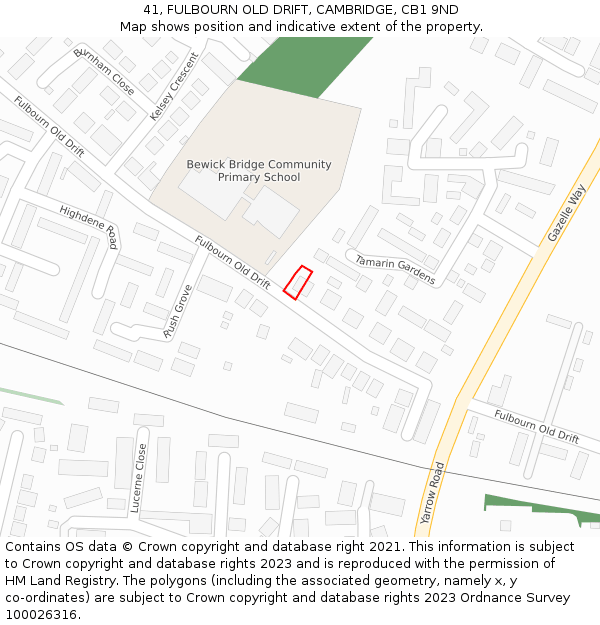 41, FULBOURN OLD DRIFT, CAMBRIDGE, CB1 9ND: Location map and indicative extent of plot