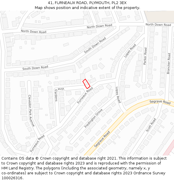 41, FURNEAUX ROAD, PLYMOUTH, PL2 3EX: Location map and indicative extent of plot
