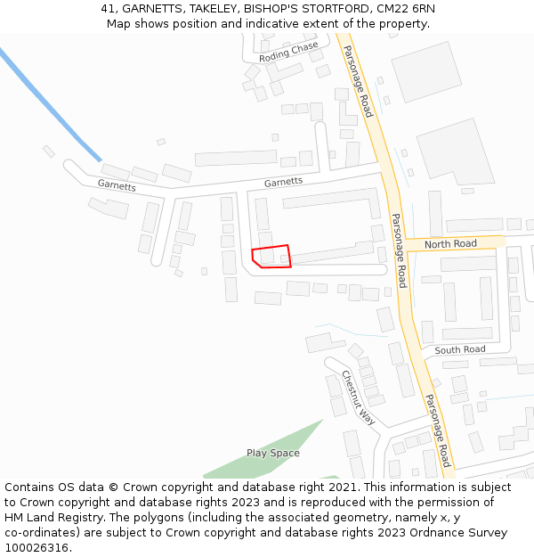 41, GARNETTS, TAKELEY, BISHOP'S STORTFORD, CM22 6RN: Location map and indicative extent of plot