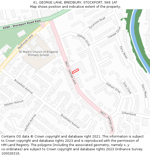 41, GEORGE LANE, BREDBURY, STOCKPORT, SK6 1AT: Location map and indicative extent of plot