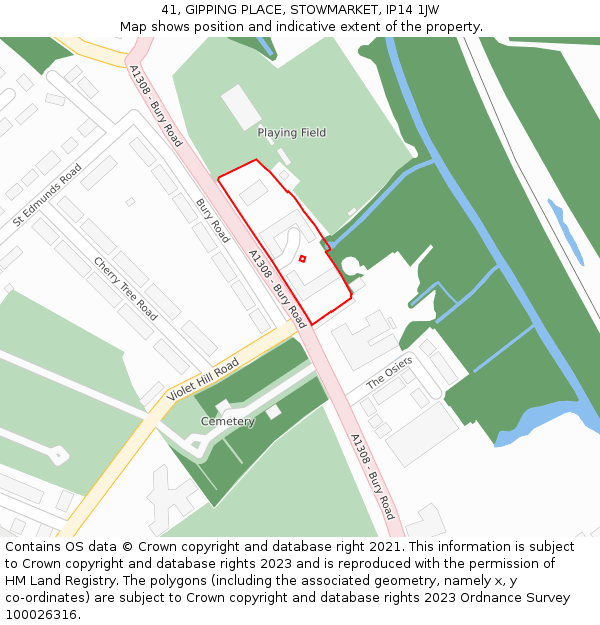 41, GIPPING PLACE, STOWMARKET, IP14 1JW: Location map and indicative extent of plot