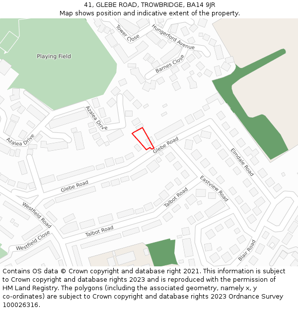 41, GLEBE ROAD, TROWBRIDGE, BA14 9JR: Location map and indicative extent of plot