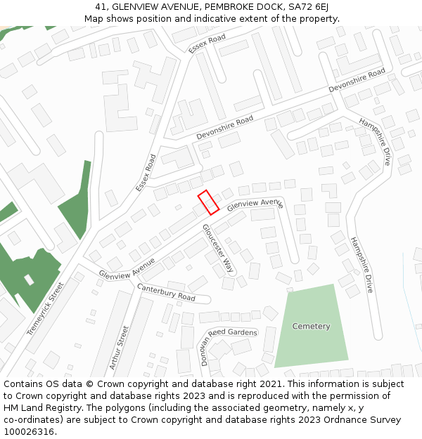 41, GLENVIEW AVENUE, PEMBROKE DOCK, SA72 6EJ: Location map and indicative extent of plot