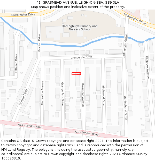 41, GRASMEAD AVENUE, LEIGH-ON-SEA, SS9 3LA: Location map and indicative extent of plot