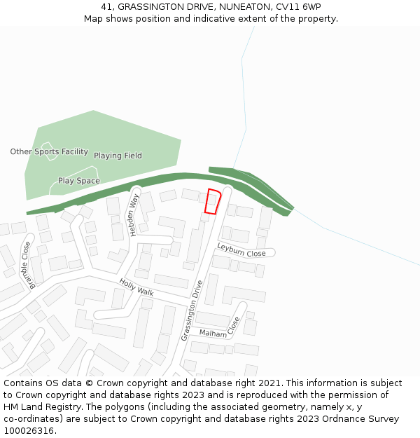 41, GRASSINGTON DRIVE, NUNEATON, CV11 6WP: Location map and indicative extent of plot