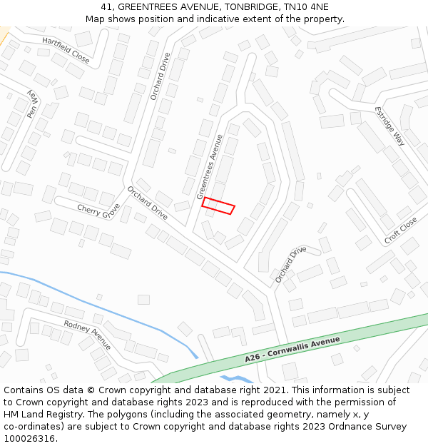 41, GREENTREES AVENUE, TONBRIDGE, TN10 4NE: Location map and indicative extent of plot