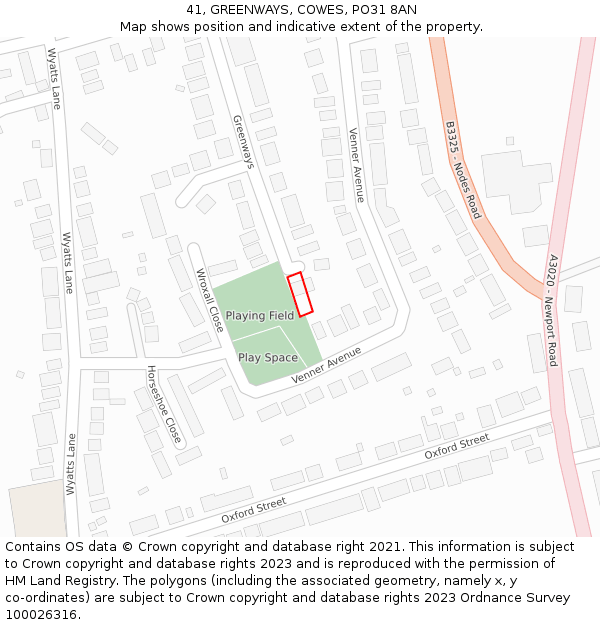 41, GREENWAYS, COWES, PO31 8AN: Location map and indicative extent of plot