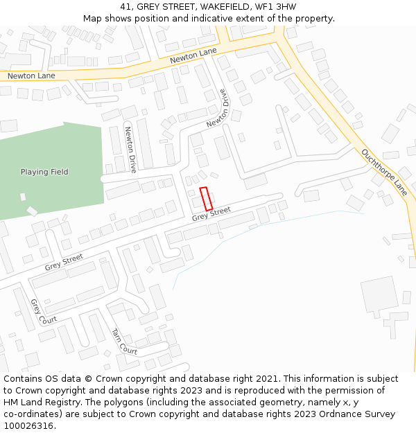 41, GREY STREET, WAKEFIELD, WF1 3HW: Location map and indicative extent of plot