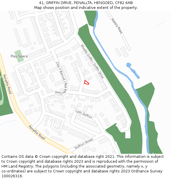 41, GRIFFIN DRIVE, PENALLTA, HENGOED, CF82 6AB: Location map and indicative extent of plot