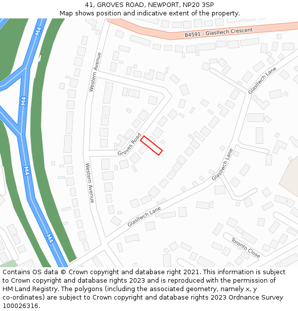 41, GROVES ROAD, NEWPORT, NP20 3SP: Location map and indicative extent of plot