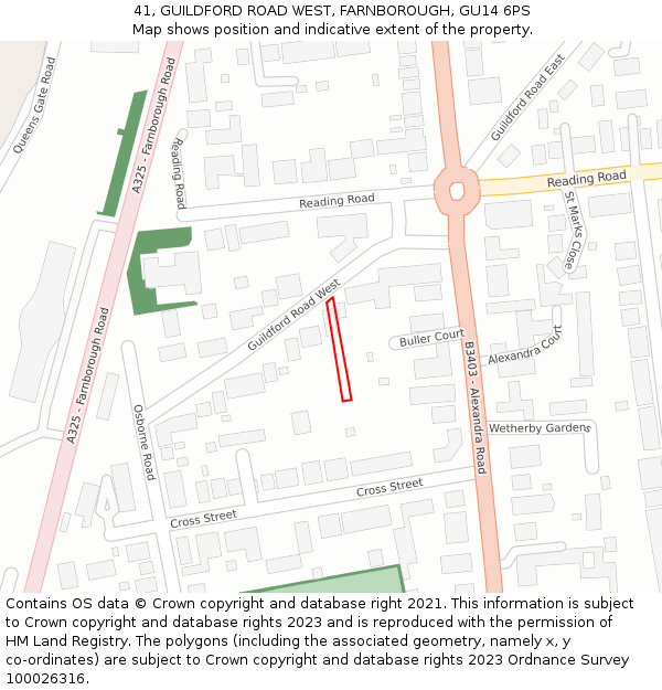 41, GUILDFORD ROAD WEST, FARNBOROUGH, GU14 6PS: Location map and indicative extent of plot