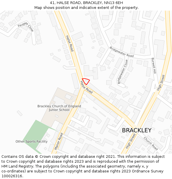 41, HALSE ROAD, BRACKLEY, NN13 6EH: Location map and indicative extent of plot