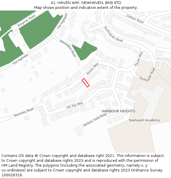 41, HAVEN WAY, NEWHAVEN, BN9 9TD: Location map and indicative extent of plot