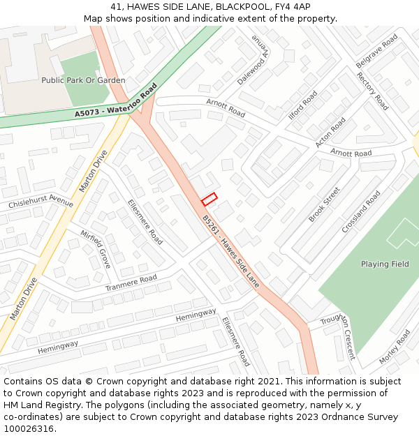 41, HAWES SIDE LANE, BLACKPOOL, FY4 4AP: Location map and indicative extent of plot