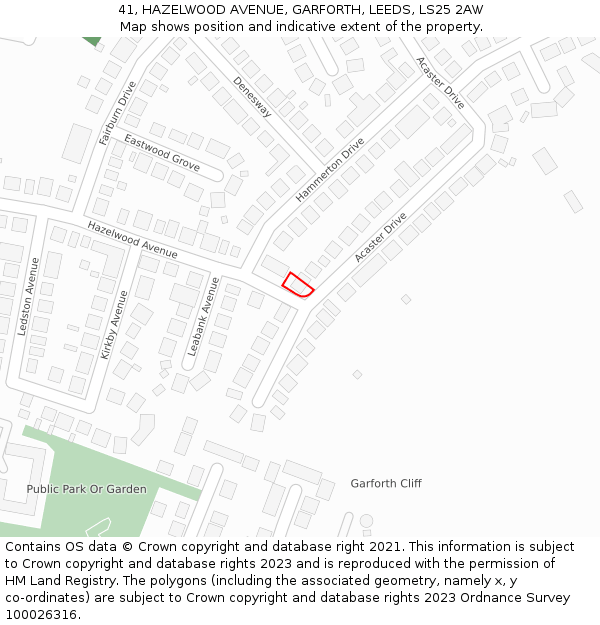 41, HAZELWOOD AVENUE, GARFORTH, LEEDS, LS25 2AW: Location map and indicative extent of plot