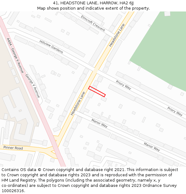 41, HEADSTONE LANE, HARROW, HA2 6JJ: Location map and indicative extent of plot