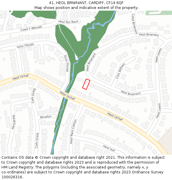 41, HEOL BRIWNANT, CARDIFF, CF14 6QF: Location map and indicative extent of plot