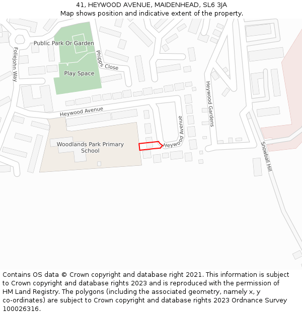 41, HEYWOOD AVENUE, MAIDENHEAD, SL6 3JA: Location map and indicative extent of plot